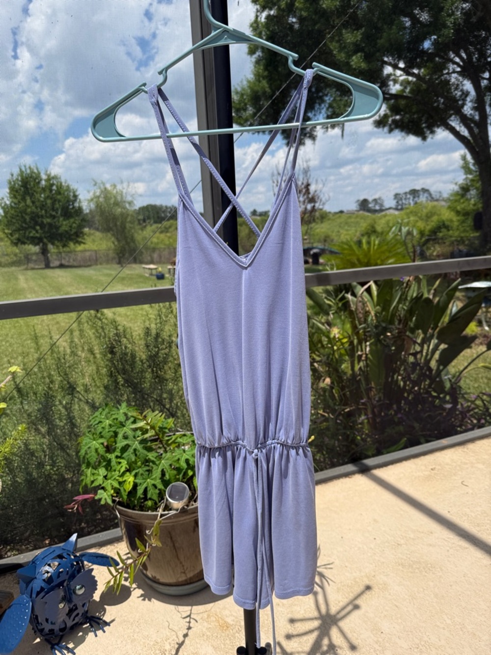 Pink Lily Light Lavender Crisscross Strap Swim Coverup Romper